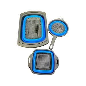 3 piece blue colander set